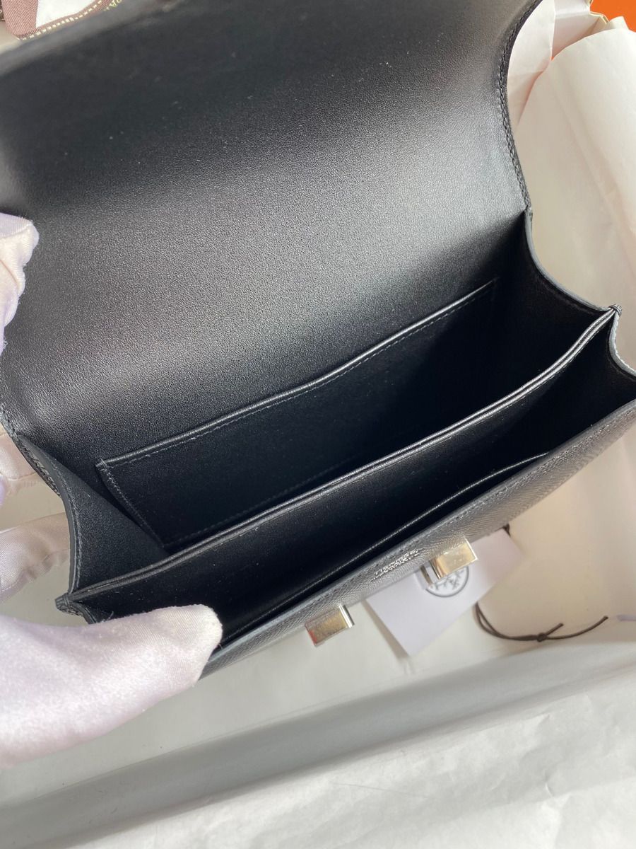 Hermes Constance 18 Handmade Bag In Black Lizard Leather - Image 9