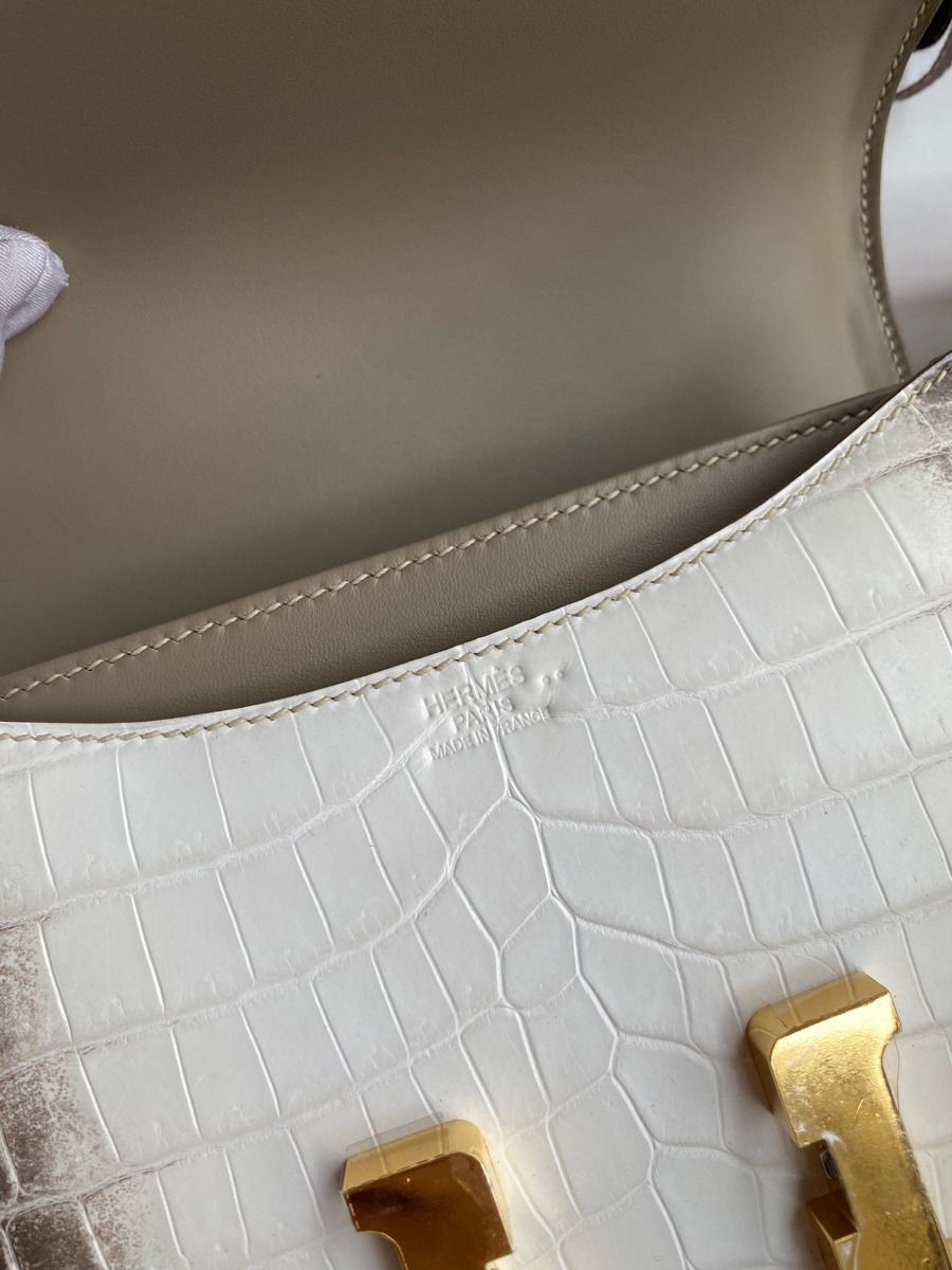 Hermes Constance 18 Handmade Bag In Himalaya Crocodile Niloticus Skin - Image 8