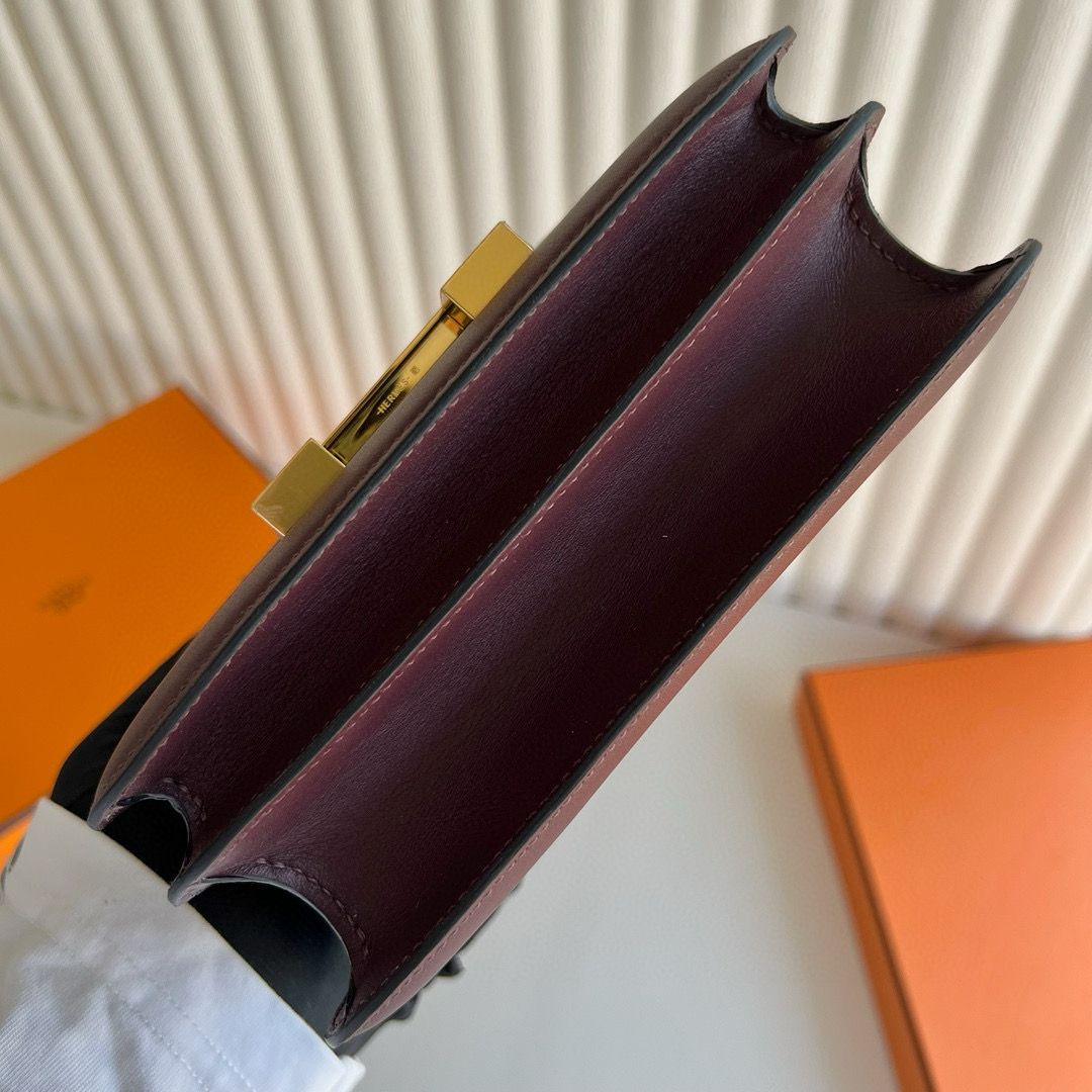 Hermes Constance 18 Handmade Bag in Bordeaux Swift Calfskin - Image 10