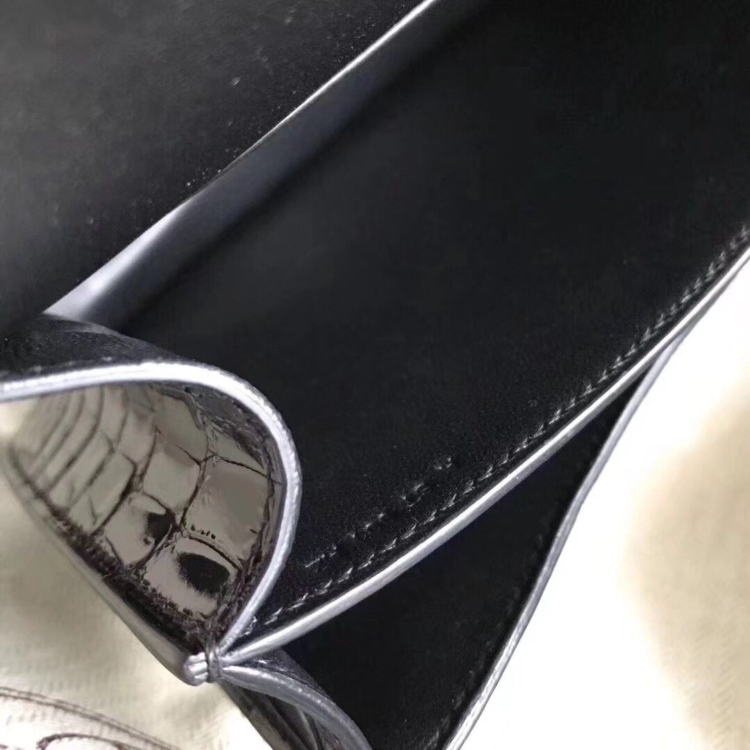Hermes Constance 24 Handmade Bag In Black Niloticus Crocodile - Image 8