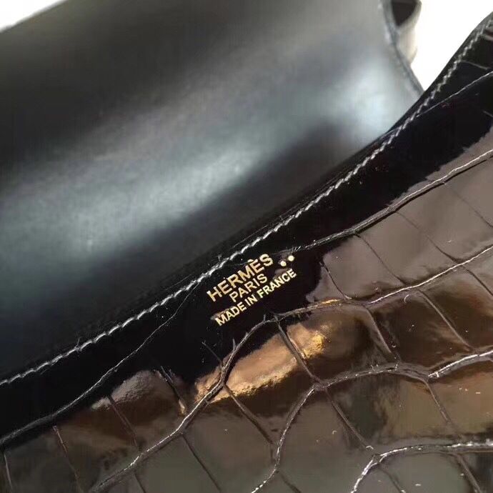 Hermes Constance 24 Handmade Bag In Black Niloticus Crocodile - Image 9