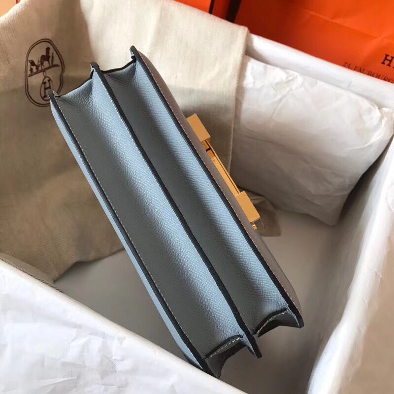 Hermes Constance 24 Handmade Bag In Blue Lin Epsom Leather - Image 4