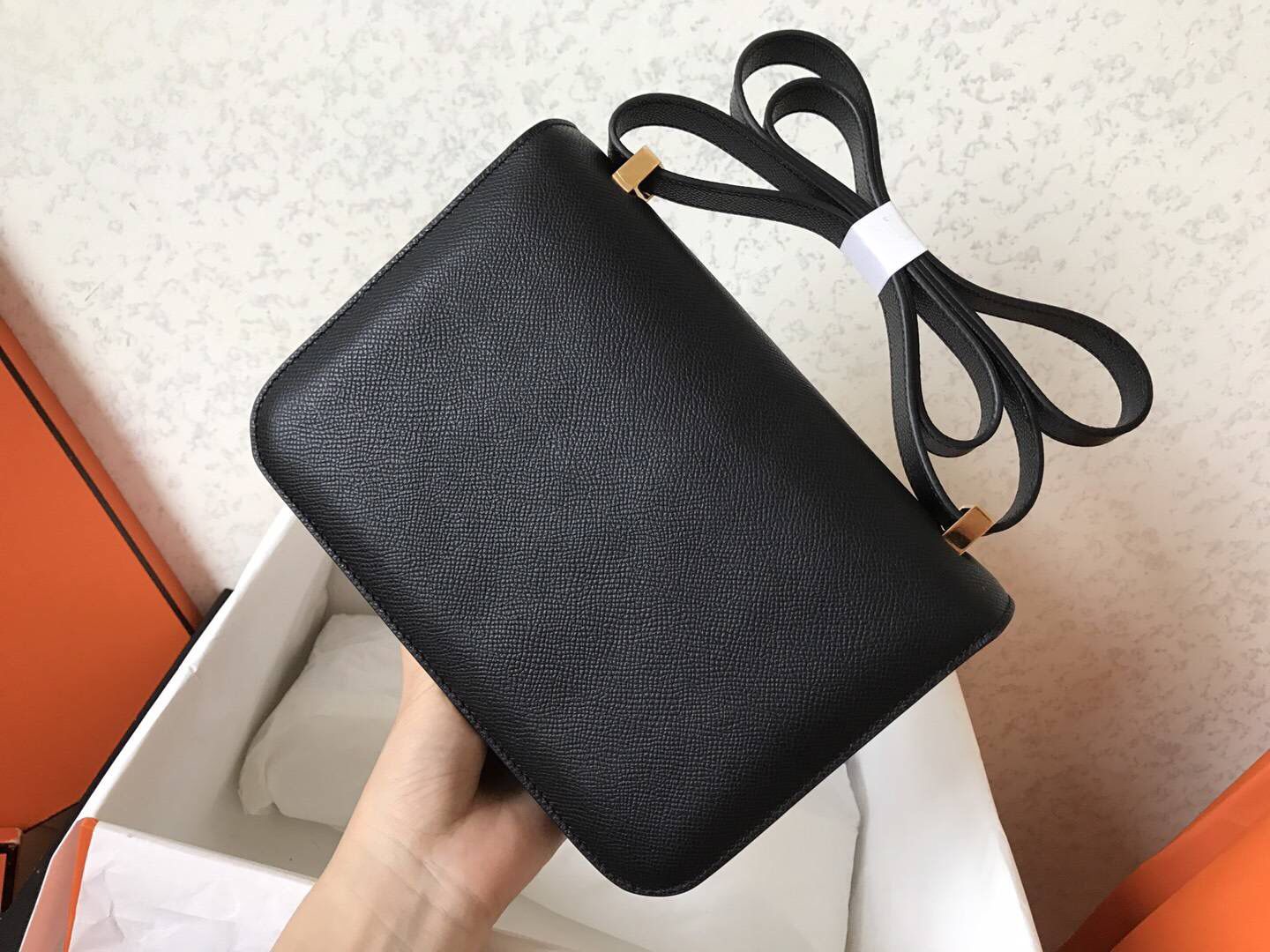 Hermes Constance 24 Handmade Bag In Black Epsom Leather - Image 3