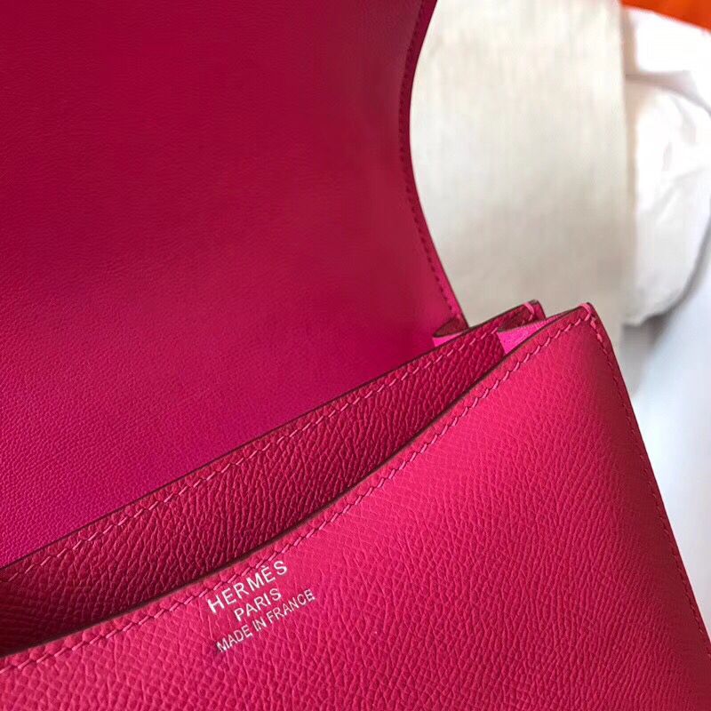 Hermes Constance 24 Handmade Bag In Rose Red Epsom Leather - Image 9