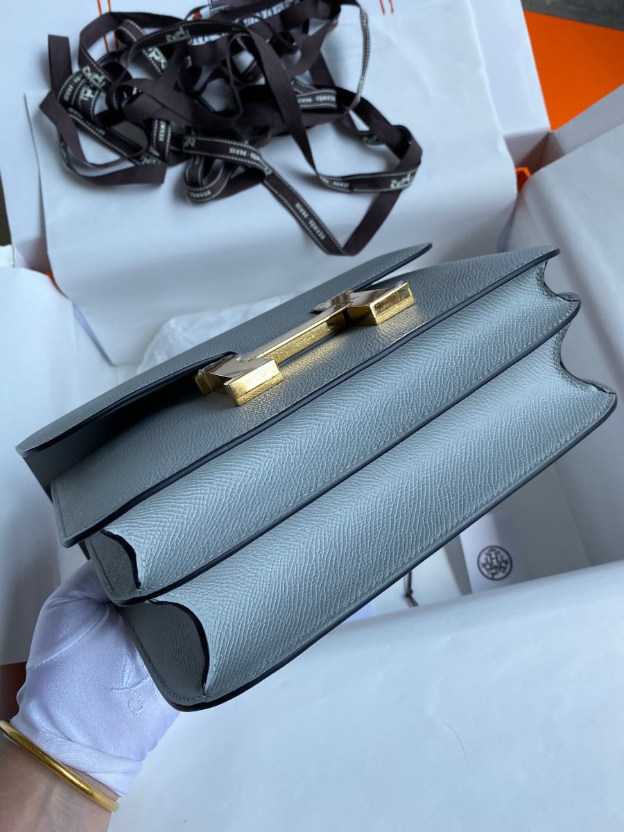 Hermes Constance 24 Handmade Bag In Blue Lin Epsom Calfskin - Image 6