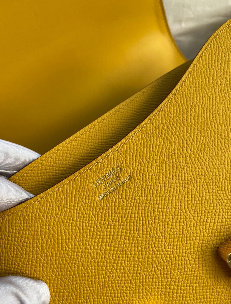 Hermes Constance 24 Handmade Bag In Jaune Ambre Epsom Calfskin - Image 8