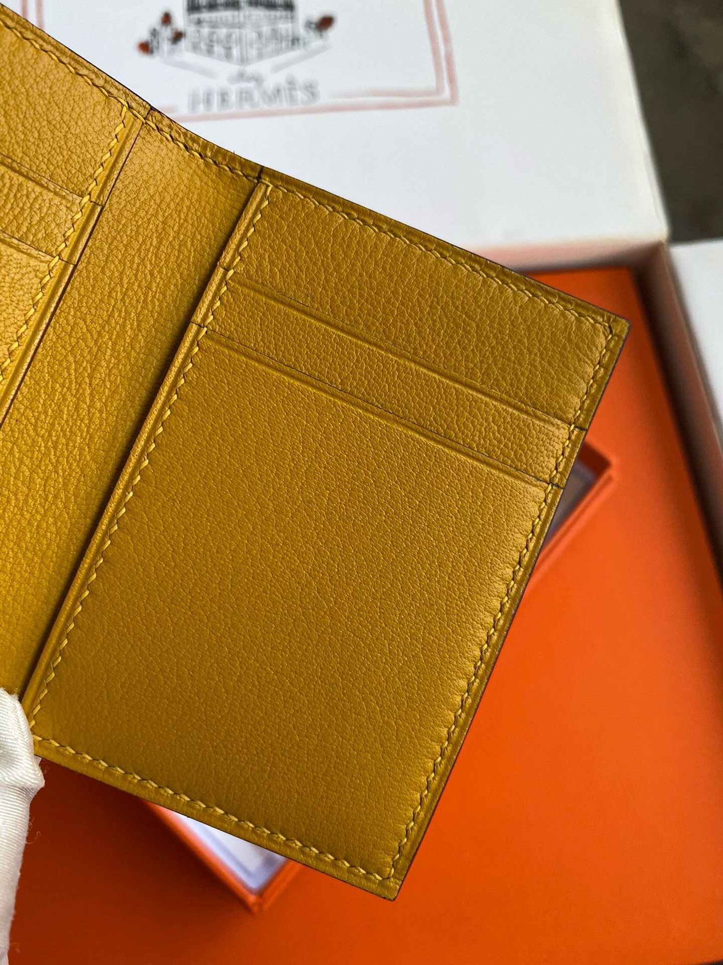 Hermes MC² Euclide Card Holder in Jaune Ambre Shiny Alligator Leather - Image 5