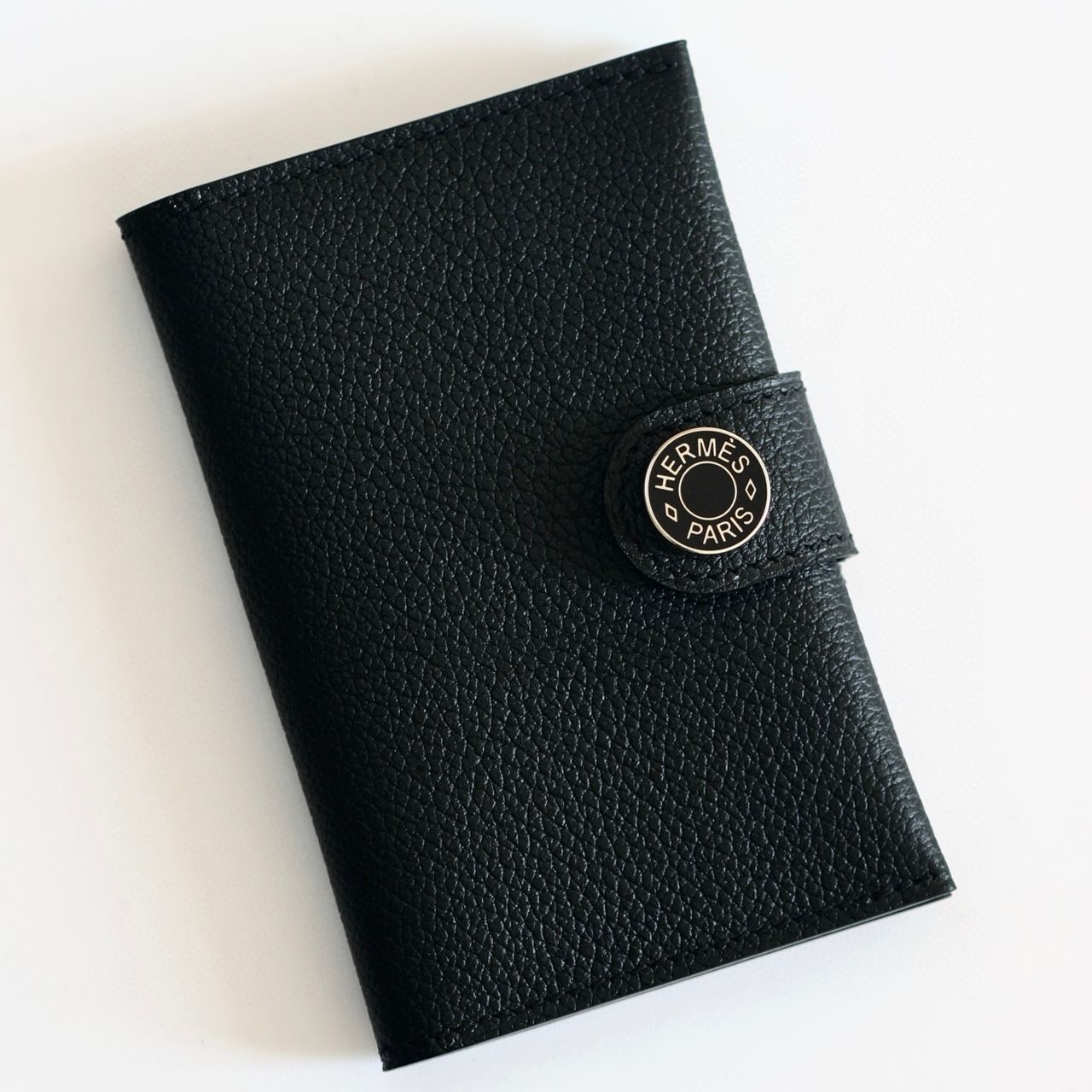 Hermes R.M.S Card Holder in Black Evergrain Calfskin