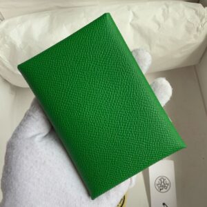 Hermes Calvi Duo Card Holder in Bambou Epsom Calfskin