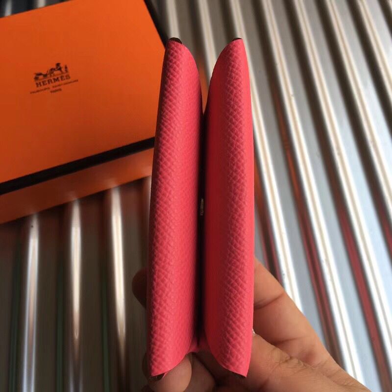 Hermes Calvi Card Holder In Rose Azalee Epsom Leather - Image 4
