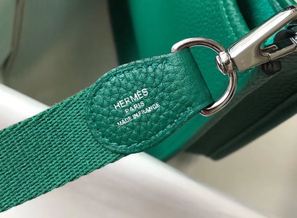 Hermes Evelyne III TPM Bag In Vert Vertigo Clemence Leather - Image 8