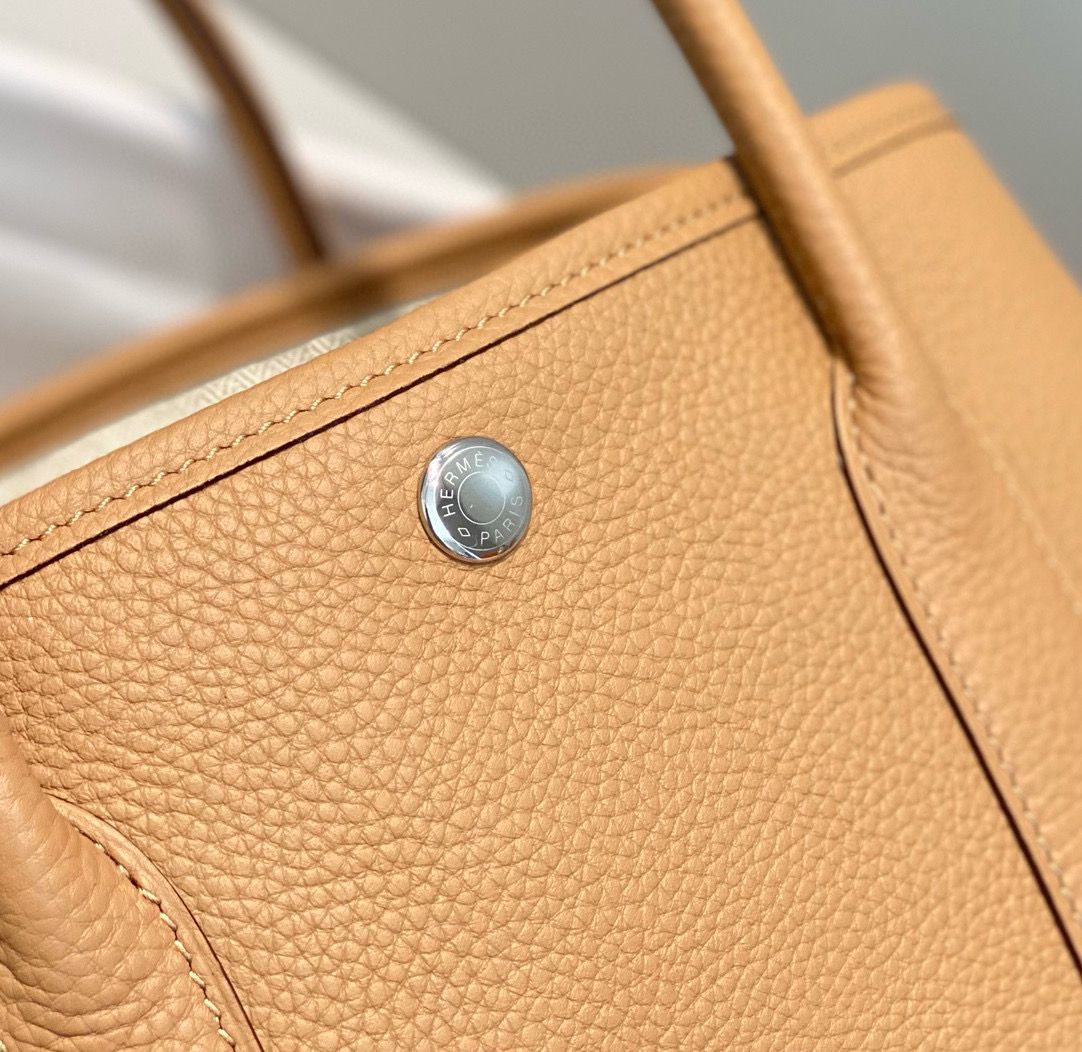 Hermes Garden Party 30 Bag In Chai Taurillon Leather - Image 6