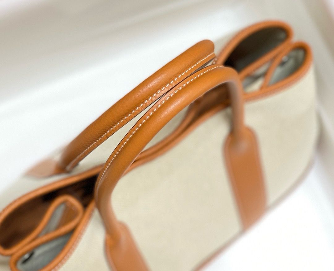 Hermes Garden Party 36cm Bag in Toile and Gold Leather - Image 9