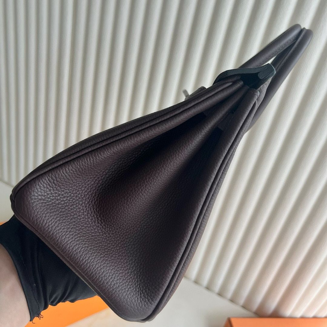 Hermes Birkin 25 Retourne Handmade Bag in Chocolat Clemence Leather - Image 6