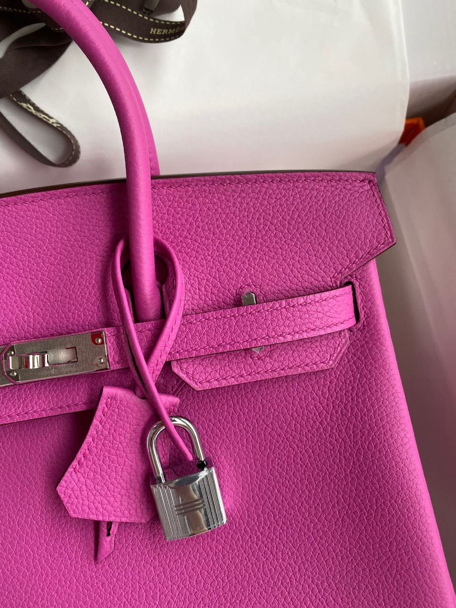 Hermes Birkin 25 Retourne Handmade Bag In Magnolia Clemence Leather - Image 4