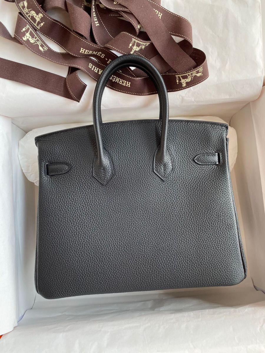 Hermes Birkin 25 Handmade Bag In Black Clemence Leather - Image 3