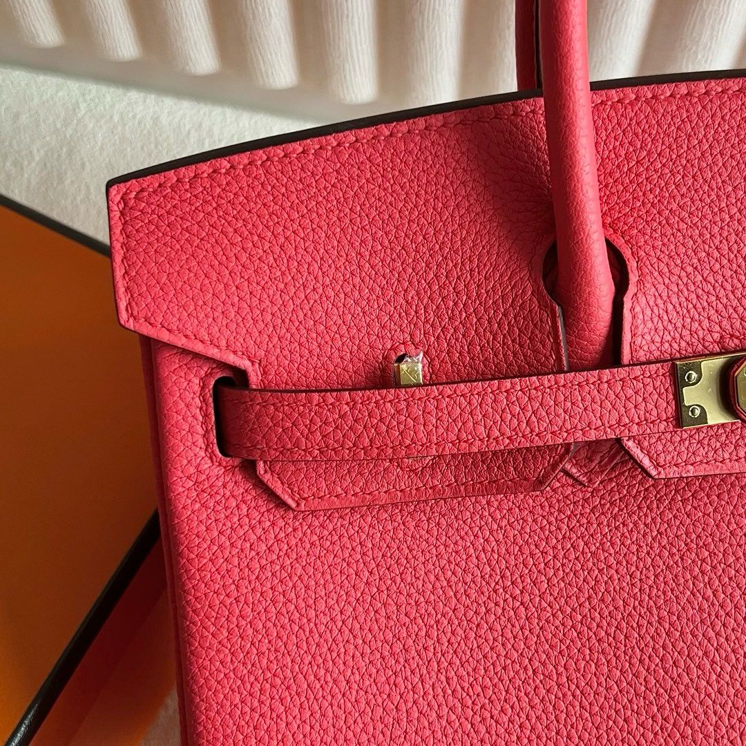 Hermes Birkin 25 Retourne Handmade Bag in Rose Jaipur Clemence Leather - Image 3