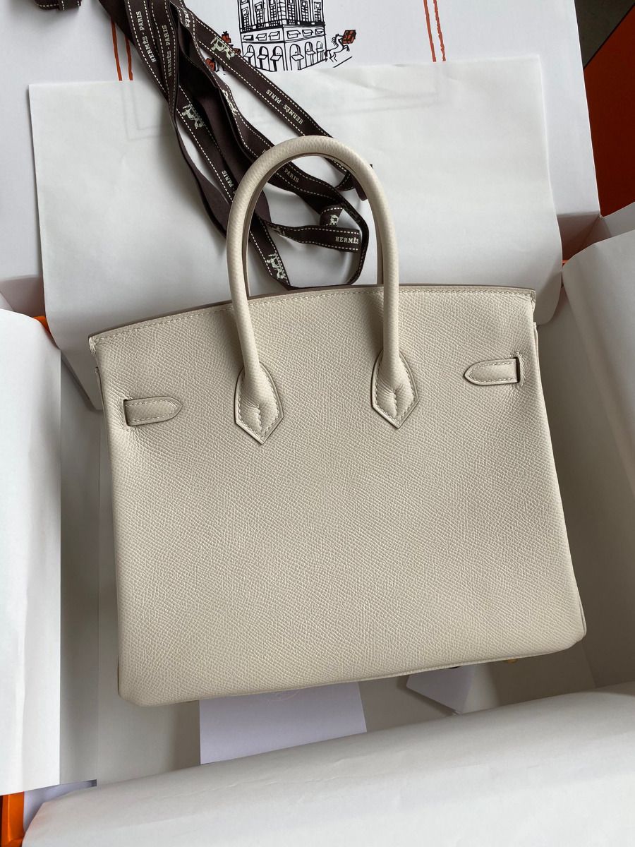 Hermes Birkin 25 Retourne Handmade Bag In Craie Epsom Calfskin - Image 3