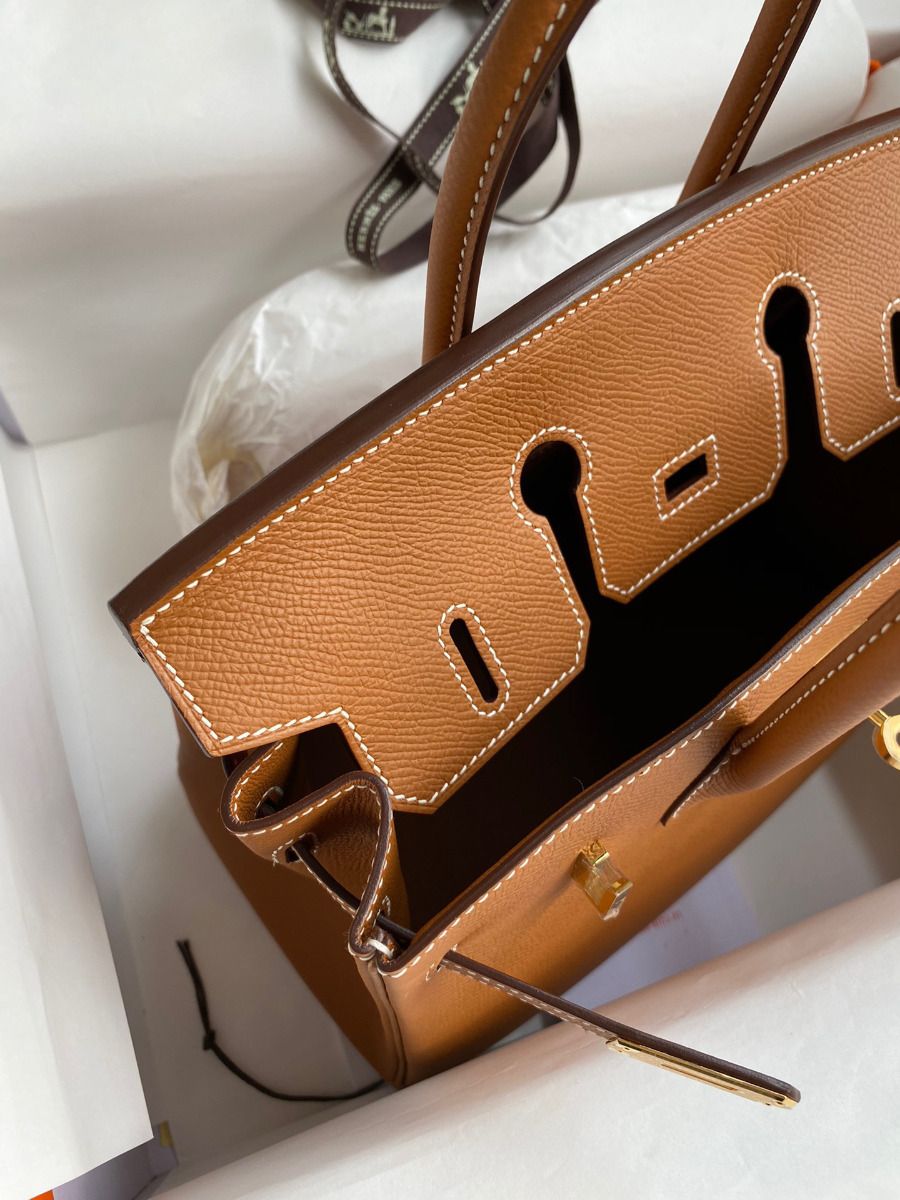 Hermes Birkin 25 Handmade Bag In Gold Epsom Calfskin - Image 9