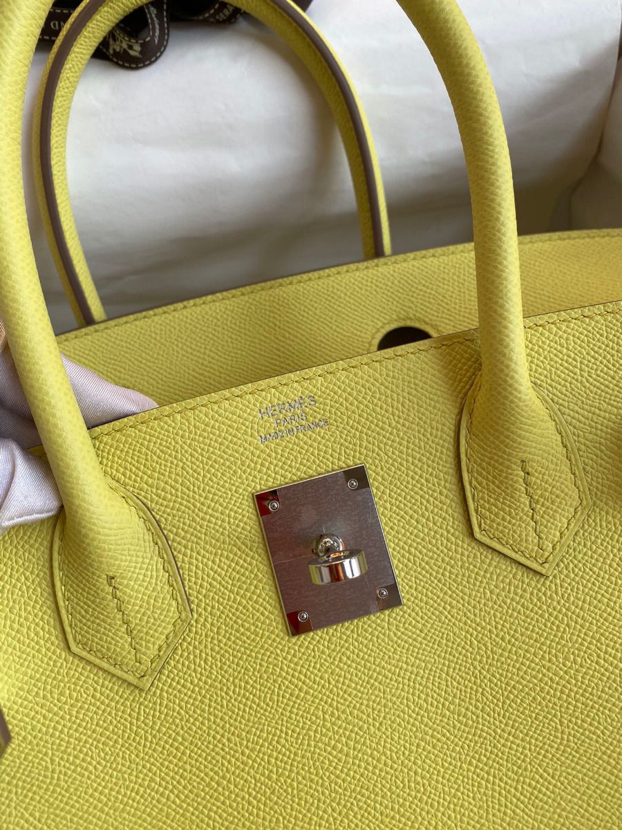 Hermes Birkin 25 Retourne Handmade Bag In Lime Epsom Calfskin - Image 7