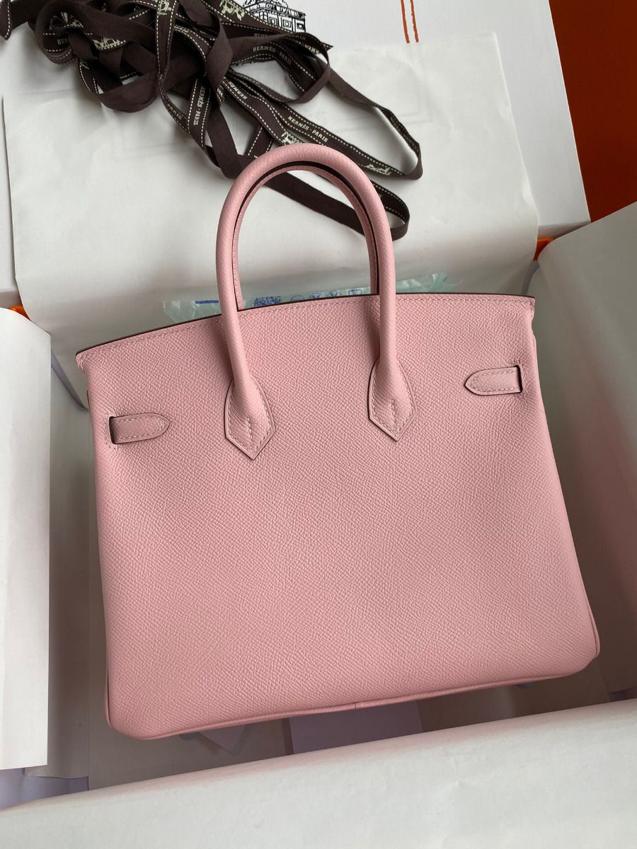 Hermes Birkin 25 Retourne Handmade Bag In Rose Sakura Epsom Calfskin - Image 3