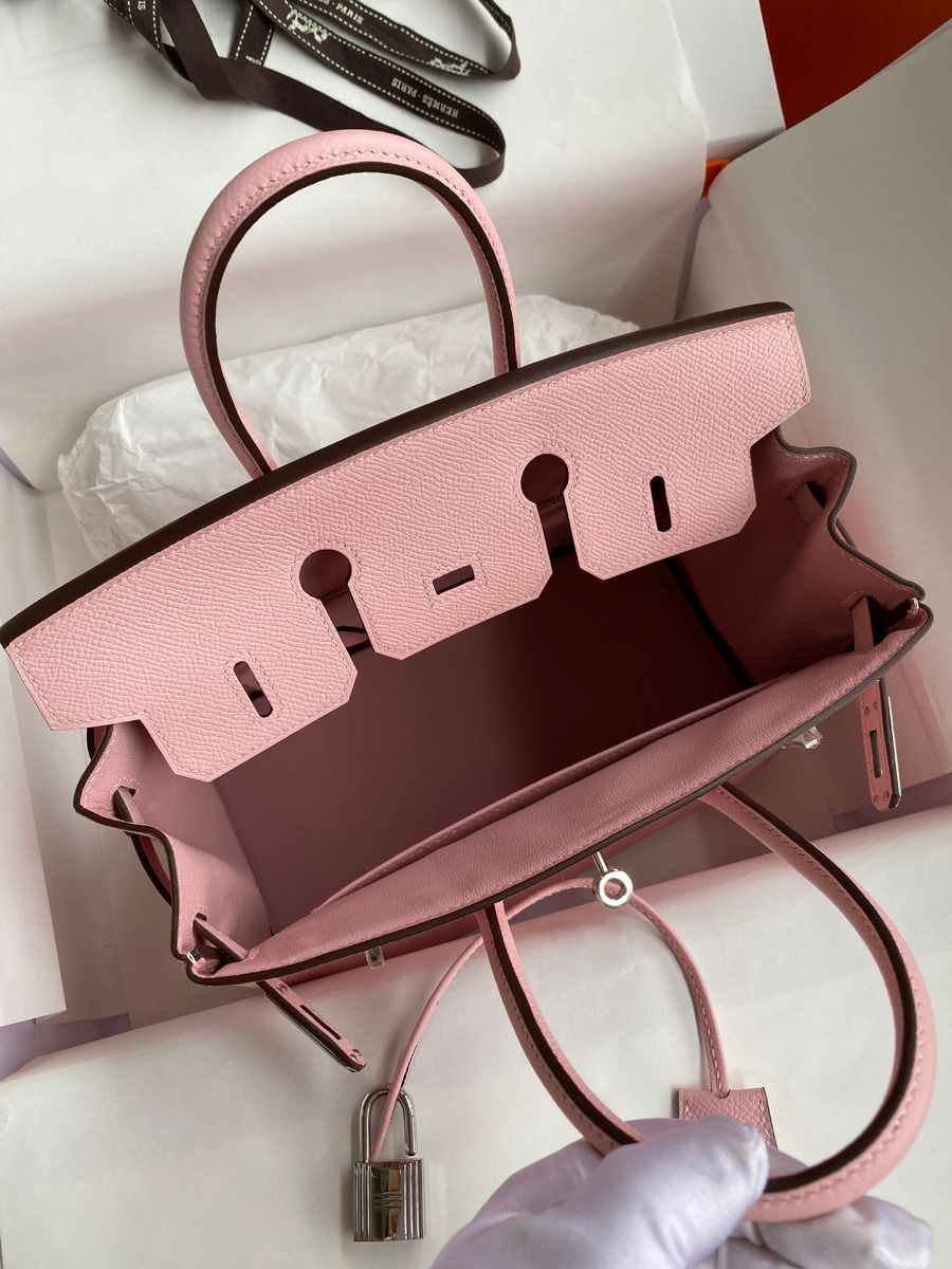 Hermes Birkin 25 Retourne Handmade Bag In Rose Sakura Epsom Calfskin - Image 7