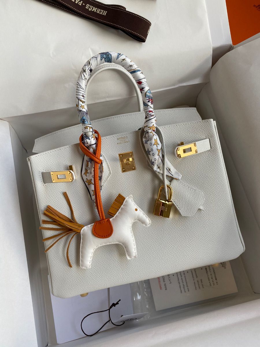 Hermes Birkin 25 Handmade Bag In White Epsom Calfskin - Image 10