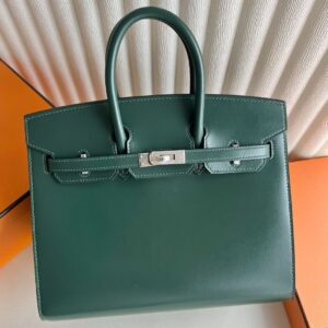 Hermes Birkin 25 Sellier Handmade Bag in Vert Fonce Box Calfskin