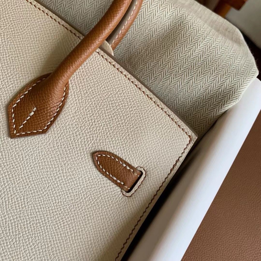 Hermes HSS Birkin 25 Sellier Bag in Craie and Gold Epsom Calfskin - Image 6