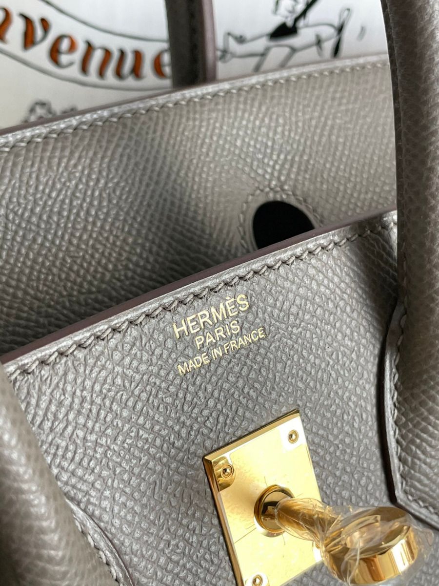Hermes Birkin 25 Sellier Handmade Bag In Etain Epsom Calfskin - Image 3