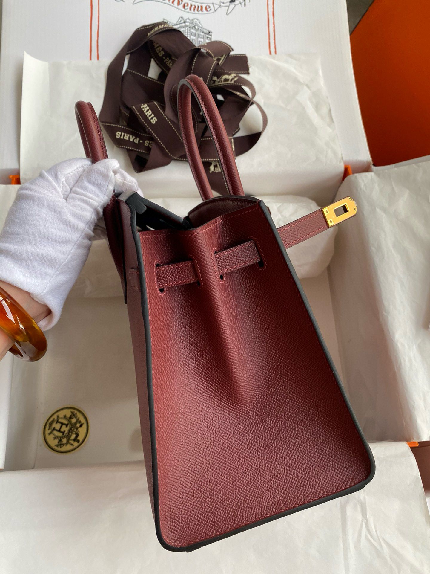 Hermes Birkin 25 Sellier Handmade Bag in Rouge H Epsom Calfskin - Image 6