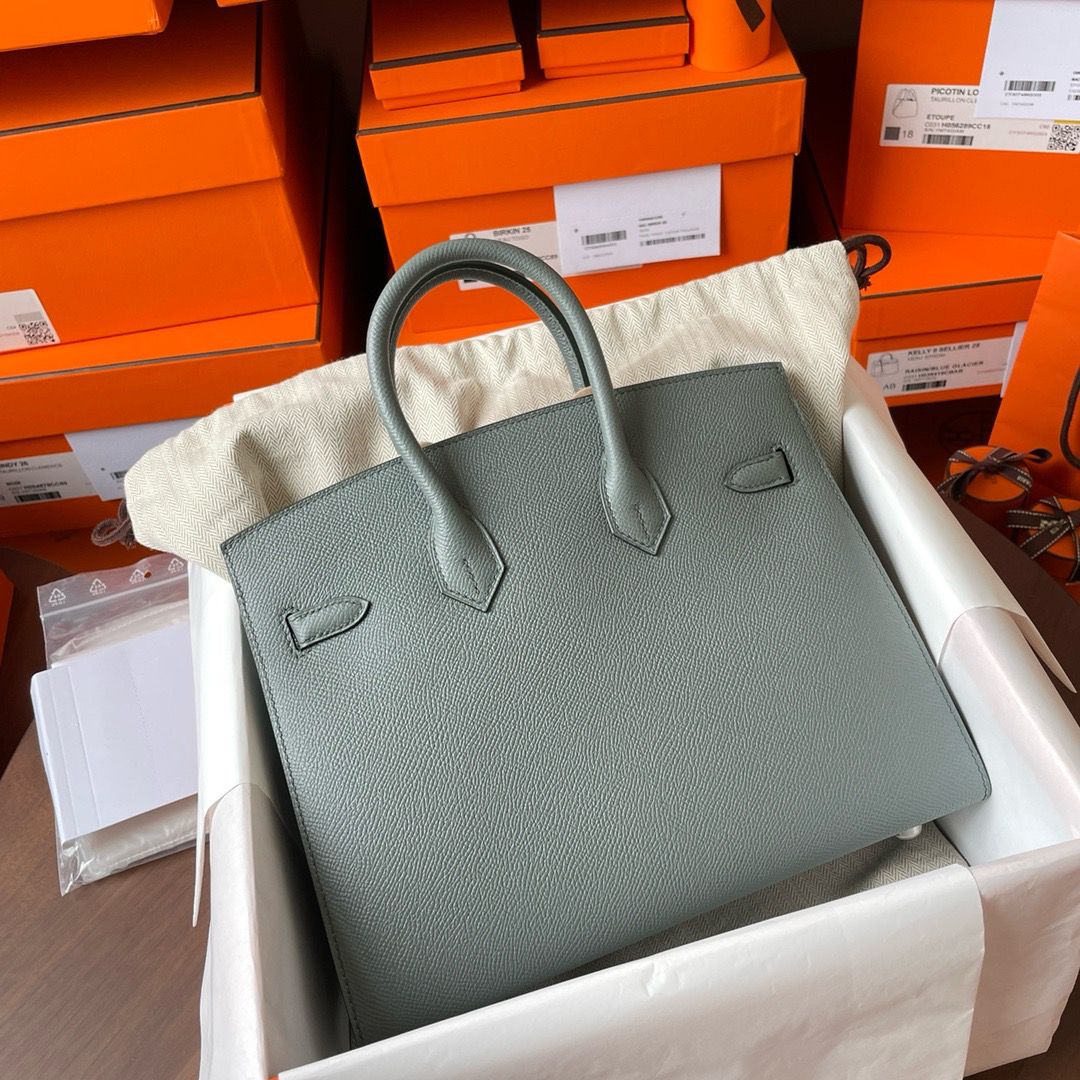 Hermes Birkin 25 Sellier Handmade Bag In Vert Amanda Epsom Calfskin - Image 5