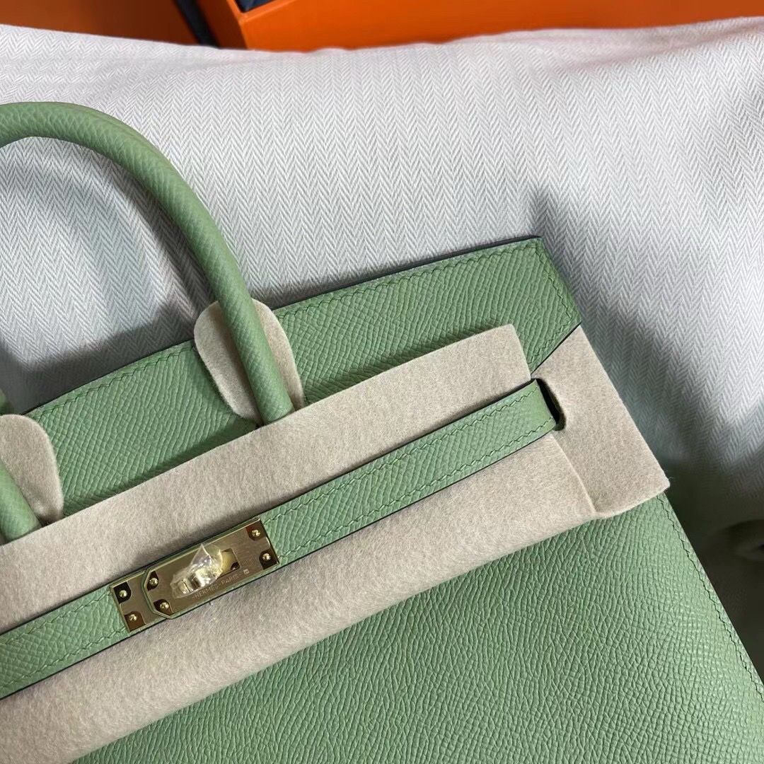 Hermes Birkin 25 Sellier Handmade Bag In Vert Criquet Epsom Calfskin - Image 4