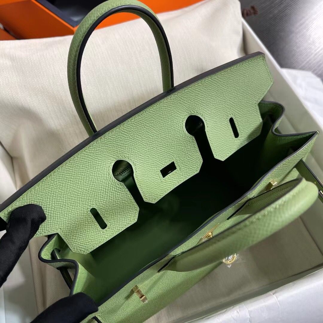 Hermes Birkin 25 Sellier Handmade Bag In Vert Criquet Epsom Calfskin - Image 8