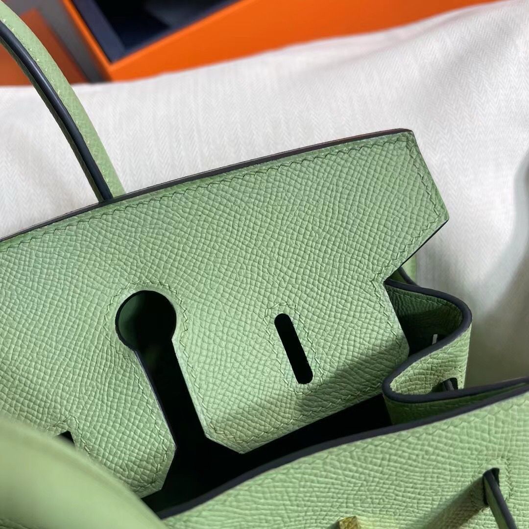 Hermes Birkin 25 Sellier Handmade Bag In Vert Criquet Epsom Calfskin - Image 9