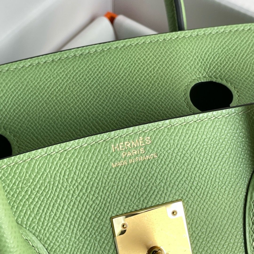 Hermes Birkin 25 Sellier Handmade Bag In Vert Criquet Epsom Calfskin - Image 11