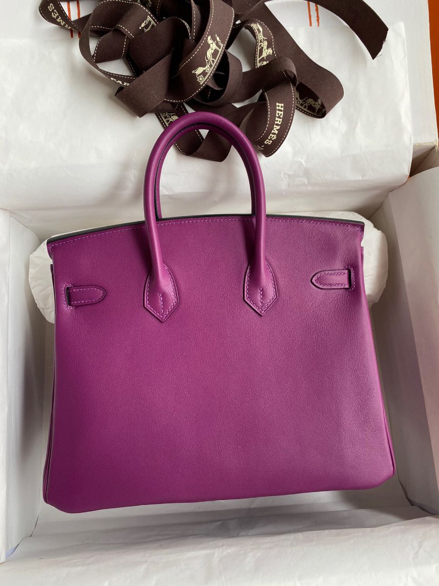 Hermes Birkin 25 Retourne Handmade Bag In Anemone Swift Calfskin - Image 3