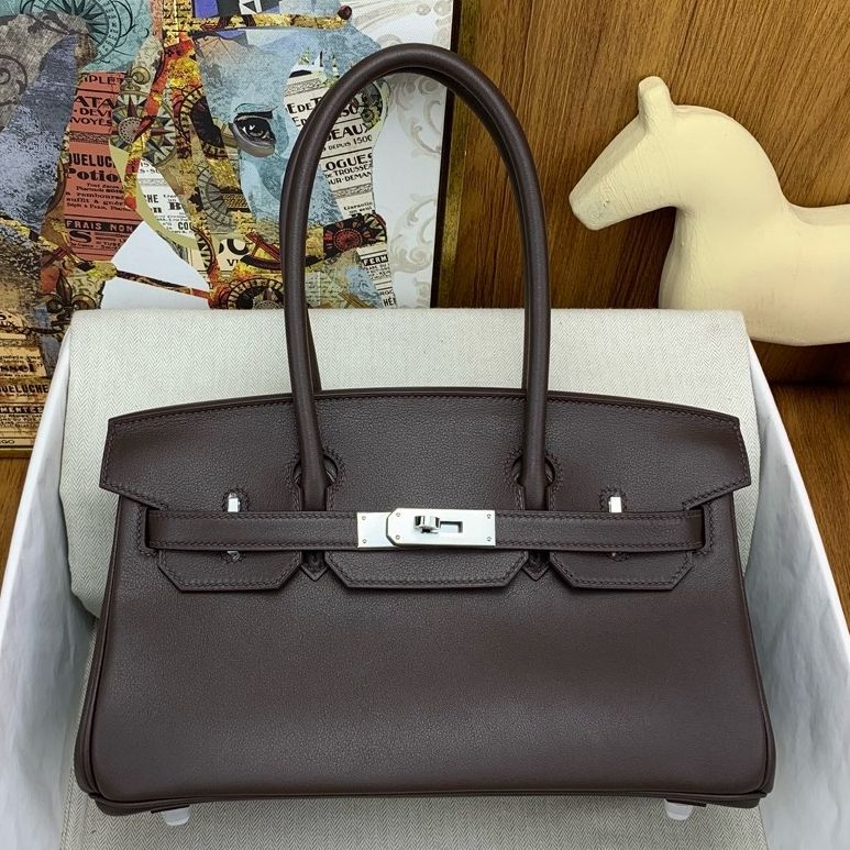 Hermes Shoulder Birkin Light 29 Bag in Ebene Swift Calfskin - Image 3