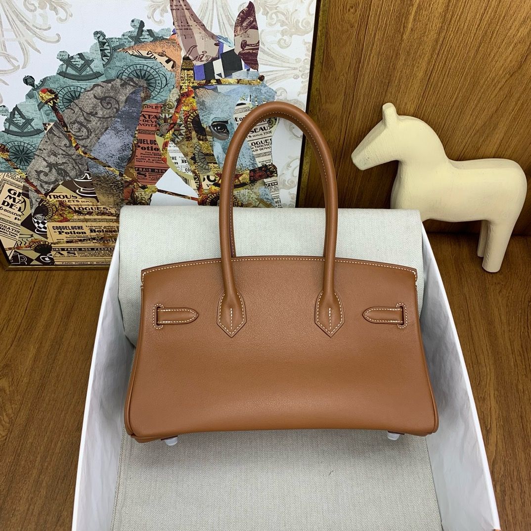 Hermes Shoulder Birkin Light 29 Bag in Gold Swift Calfskin - Image 8