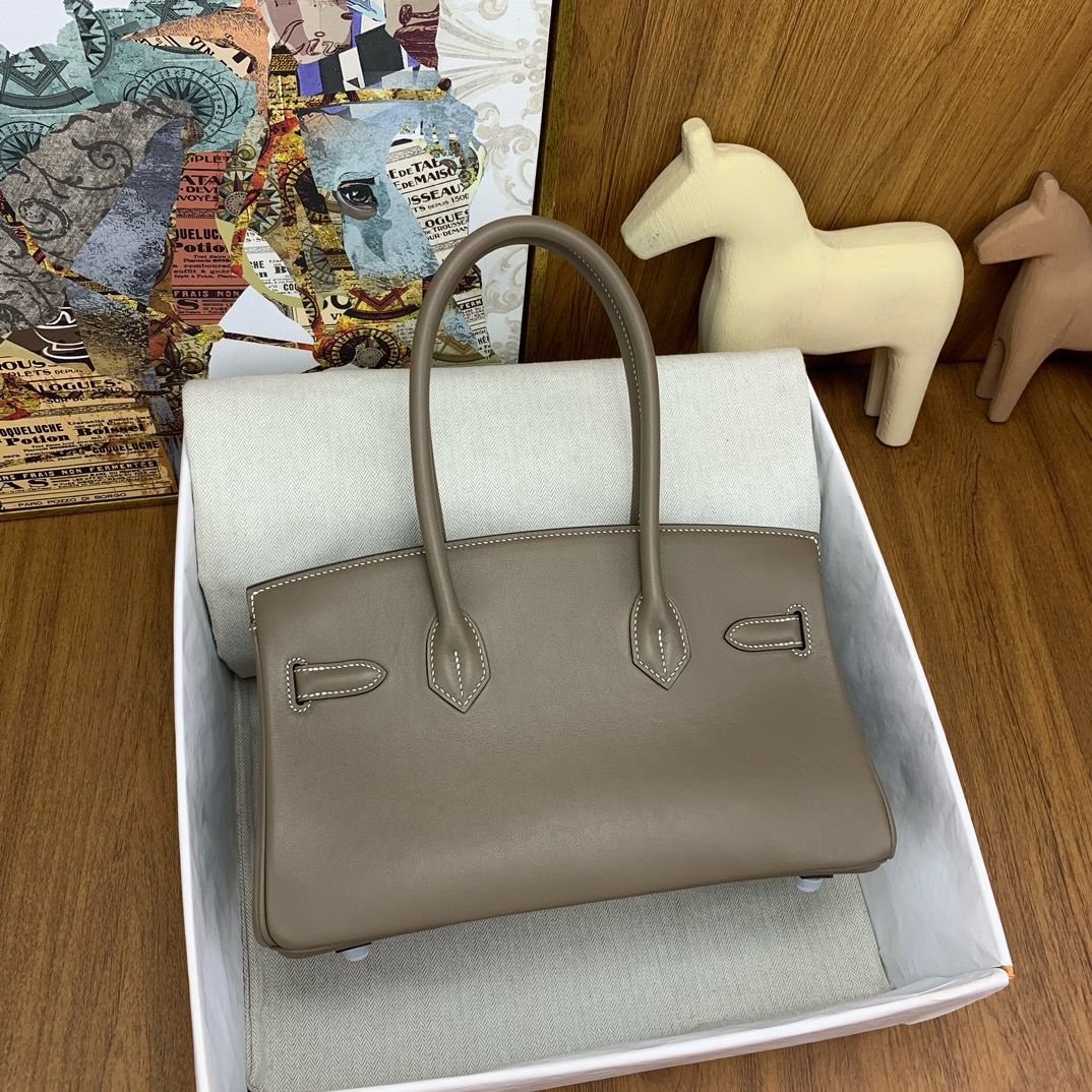 Hermes Shoulder Birkin Light 29 Bag in Taupe Swift Calfskin - Image 5