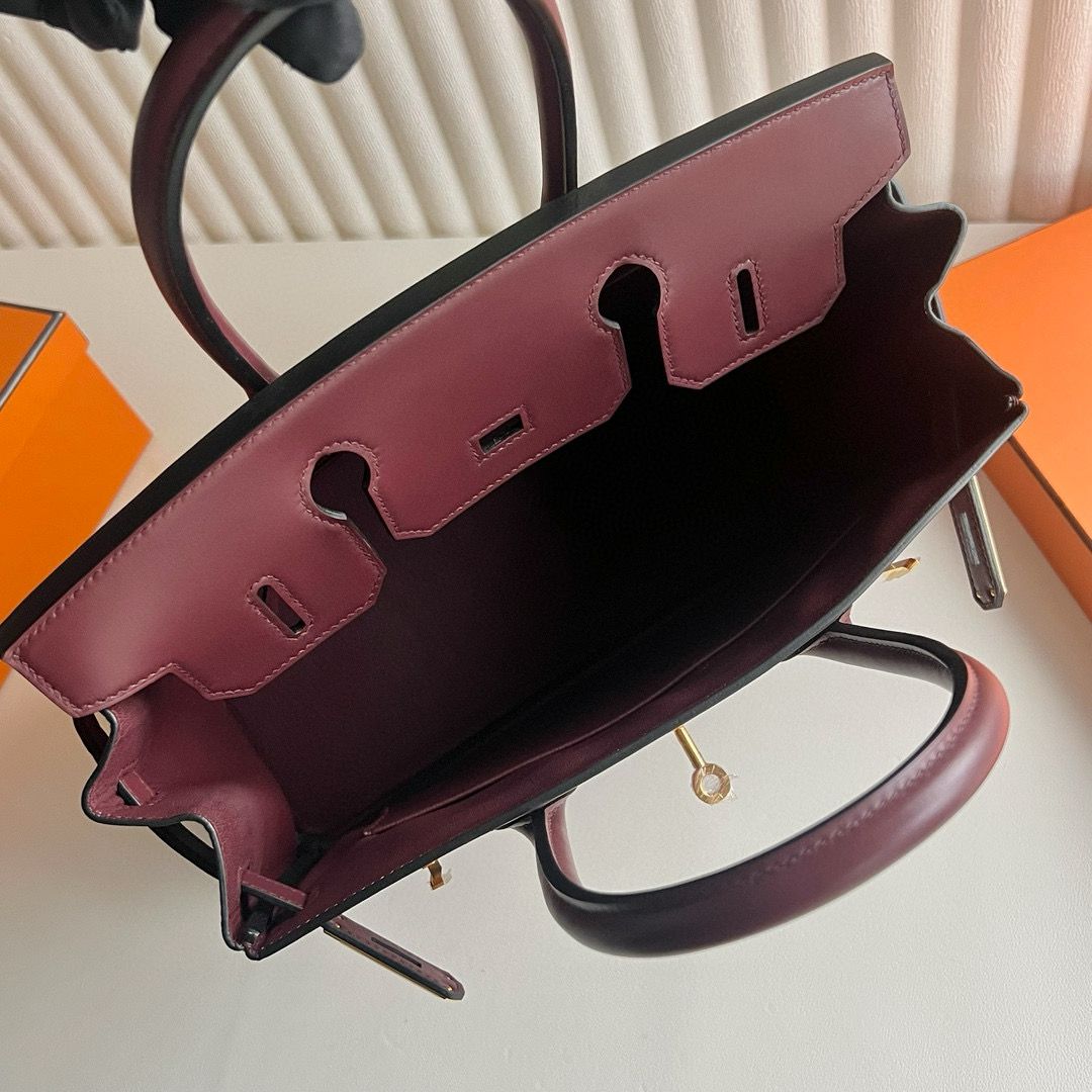 Hermes Birkin 30 Retourne Handmade Bag in Bordeaux Box Calfskin - Image 7