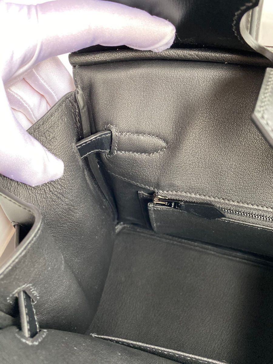 Hermes Birkin 30 Retourne Handmade Bag In Black Box Calfskin - Image 11