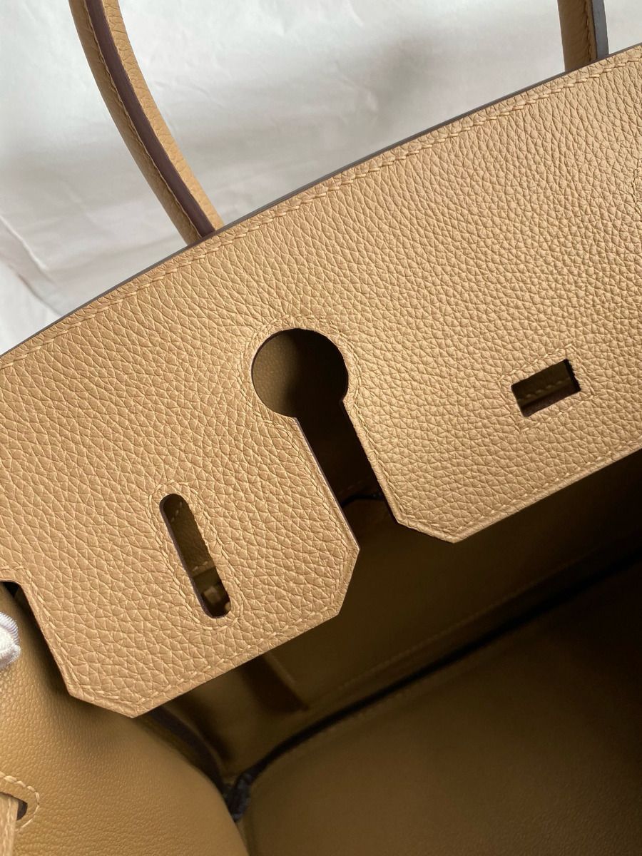 Hermes Birkin 30 Retourne Handmade Bag In Chai Clemence Leather - Image 9