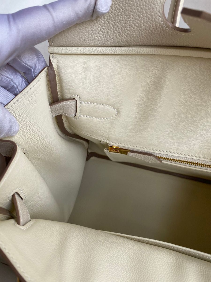Hermes Birkin 30 Retourne Handmade Bag In Craie Clemence Leather - Image 9