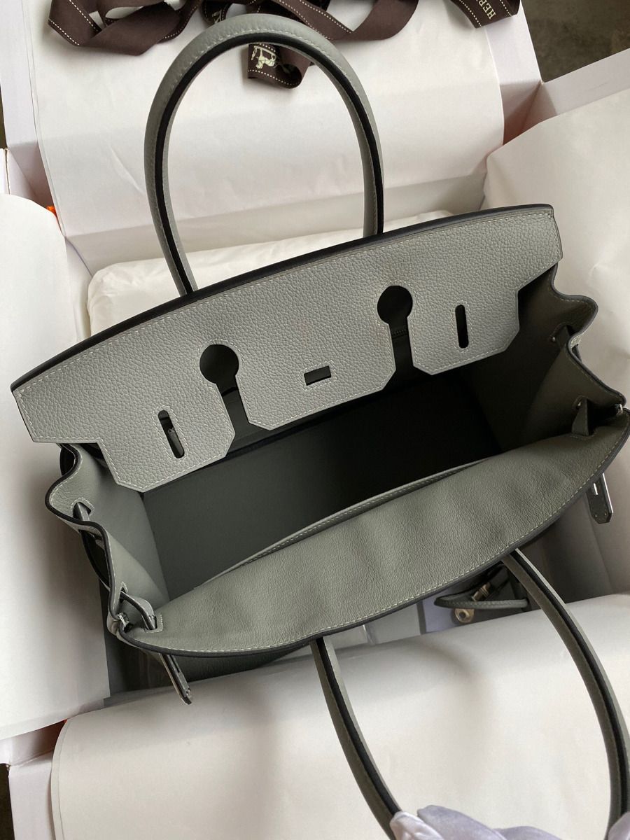 Hermes Birkin 30 Retourne Handmade Bag In Girls Mouette Clemence Leather - Image 7