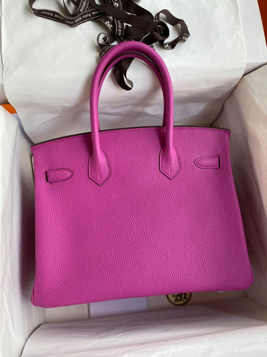 Hermes Birkin 30 Retourne Handmade Bag In Magnolia Clemence Leather - Image 3
