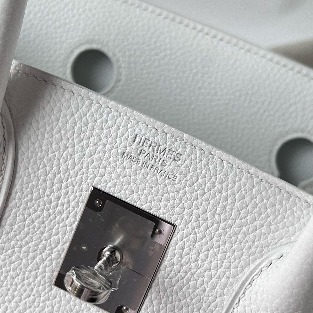 Hermes Birkin 30 Retourne Handmade Bag In White Clemence Leather - Image 5