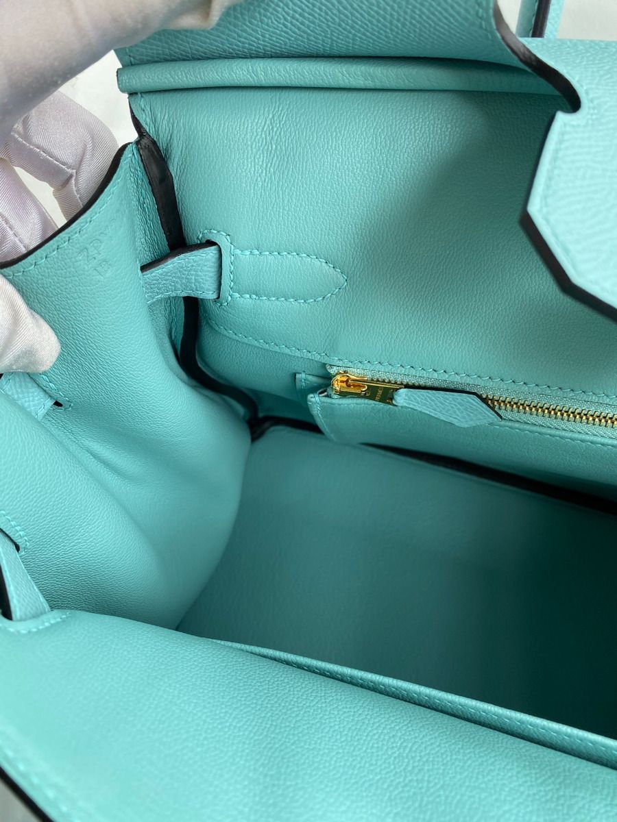 Hermes Birkin 30 Retourne Handmade Bag In Blue Atoll Epsom Calfskin - Image 10