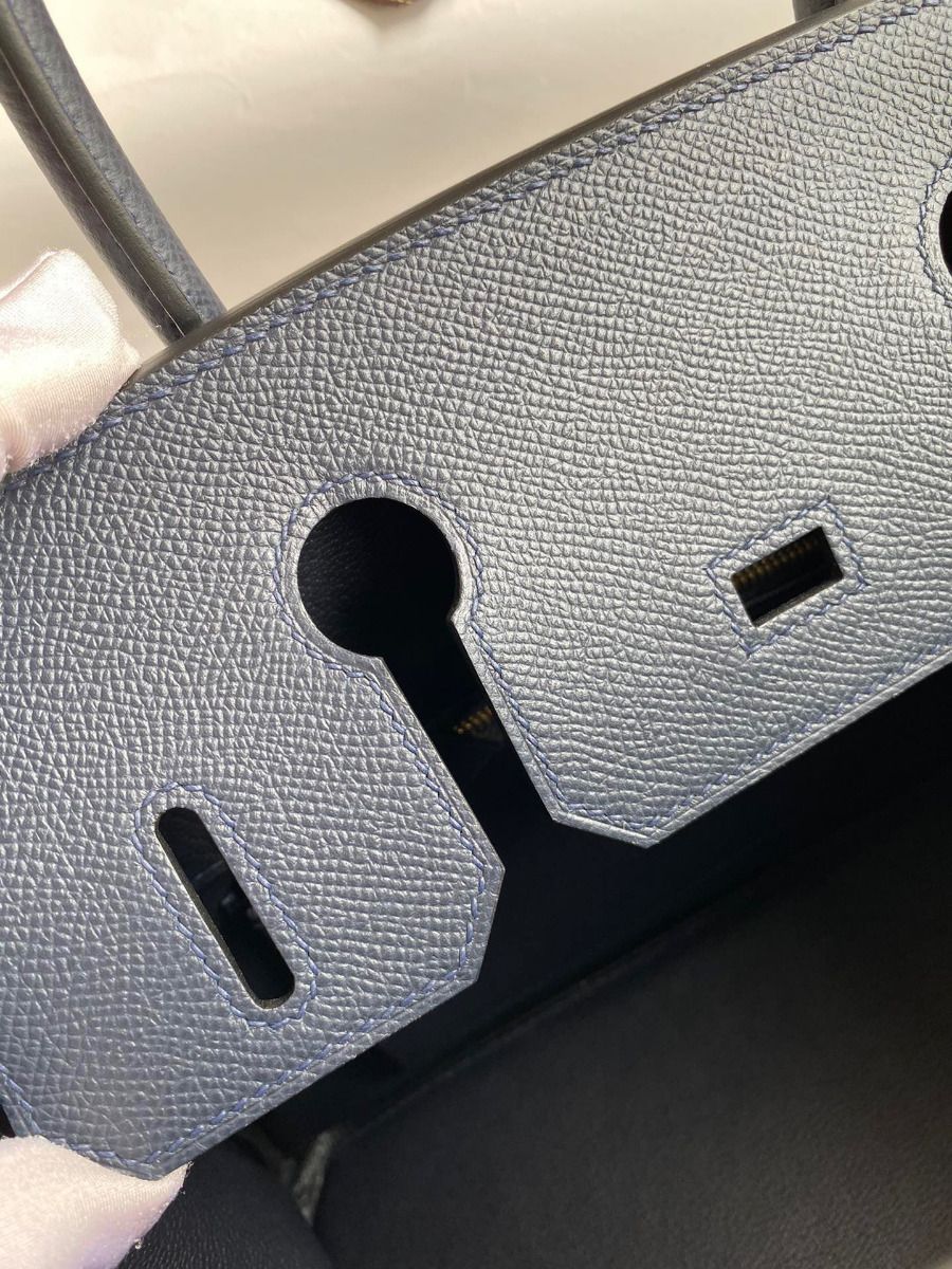 Hermes Birkin 30 Retourne Handmade Bag In Blue Nuit Epsom Calfskin - Image 8