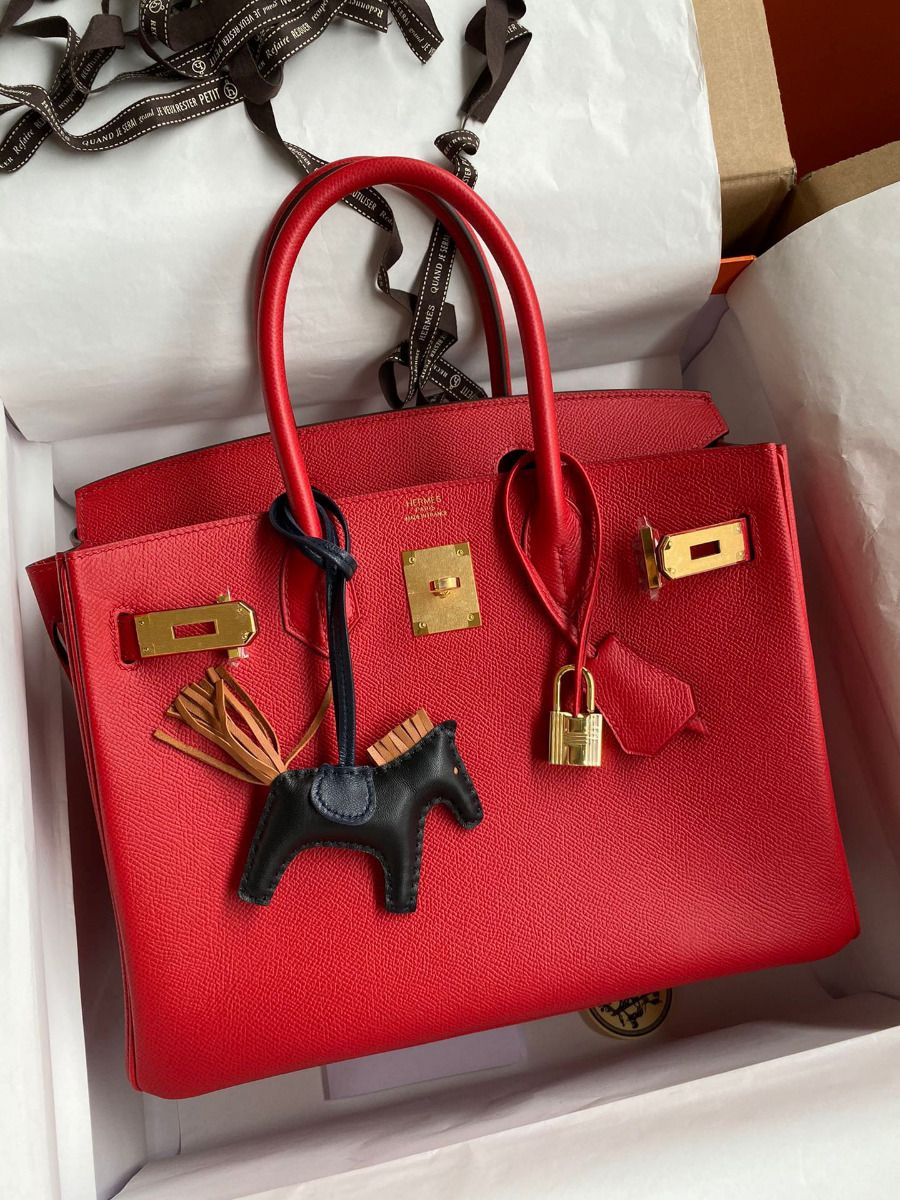 Hermes Birkin 30 Retourne Handmade Bag In Red Epsom Calfskin - Image 10